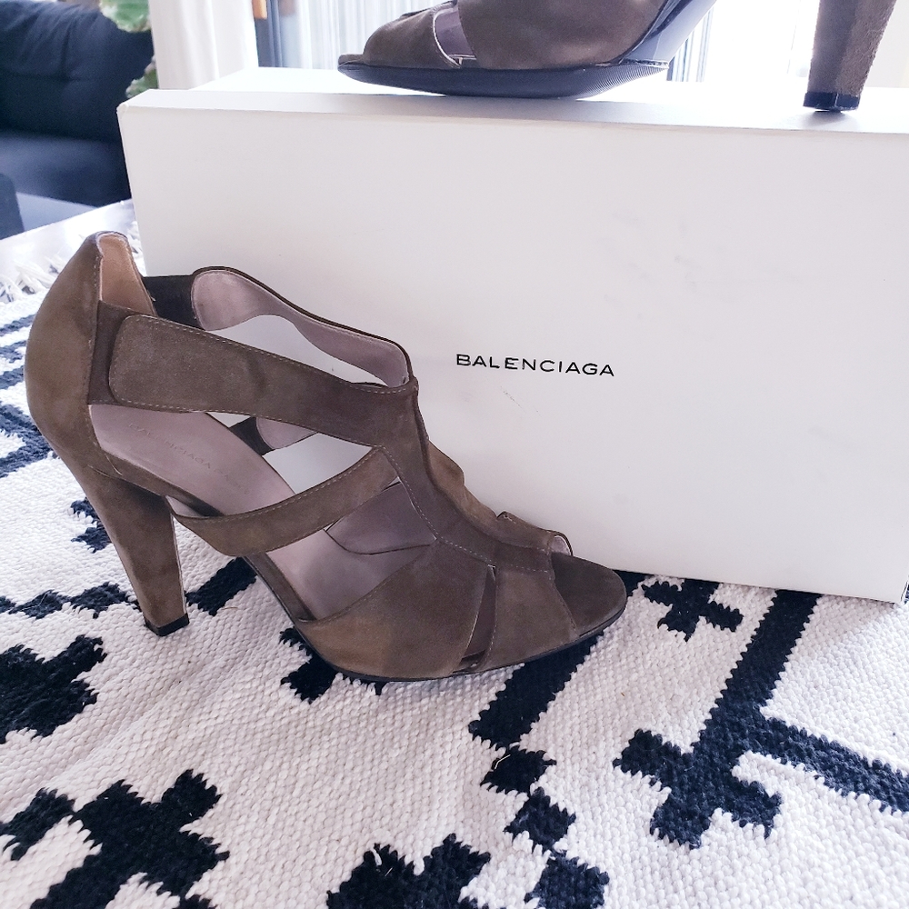 BALENCIAGA Suede Caged Heels